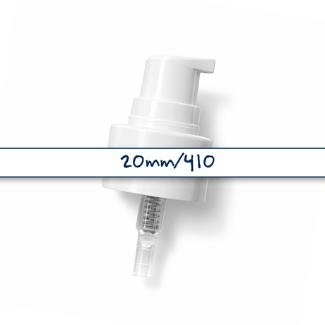 20mm white serum pump for cosmetic bottles, ideal for dispensing skincare serums, treatments and liquid beauty products