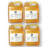 Pack of four 5 L jerry cans of Brightpack tissue oil infused with essential oils for skin nourishment.