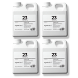 Pack of four 1 L bottles of Brightpack Hydrate Serum for bulk skincare use and refilling.