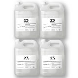 Pack of four 1 L bottles of Brightpack Hydrate Serum for bulk skincare use and refilling.