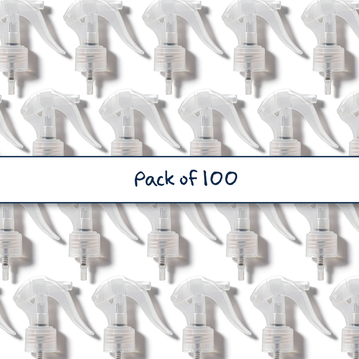 Multiple clear 24 mm trigger spray closure for plastic bottles, ideal for cleaning products, disinfectants and liquid household packaging