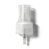 Clear 24 mm mist spray closure for cosmetic bottles, suitable for facial mists, perfumes, toners and liquid personal care packaging