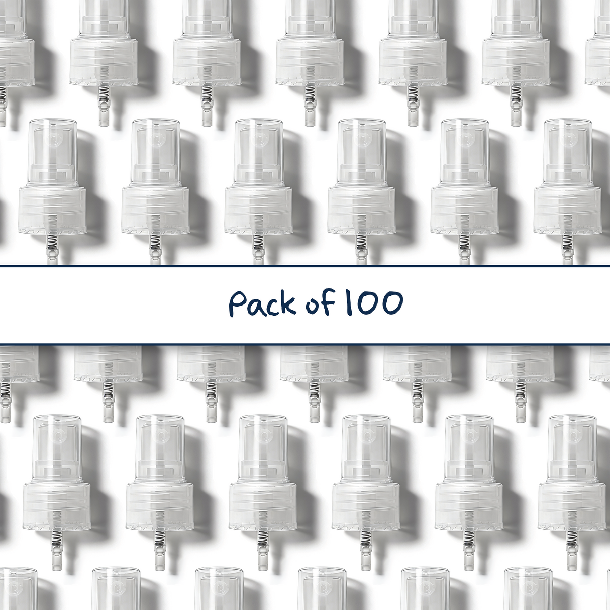 Multiple clear 24 mm mist spray closure for cosmetic bottles, suitable for facial mists, perfumes, toners and liquid personal care packaging