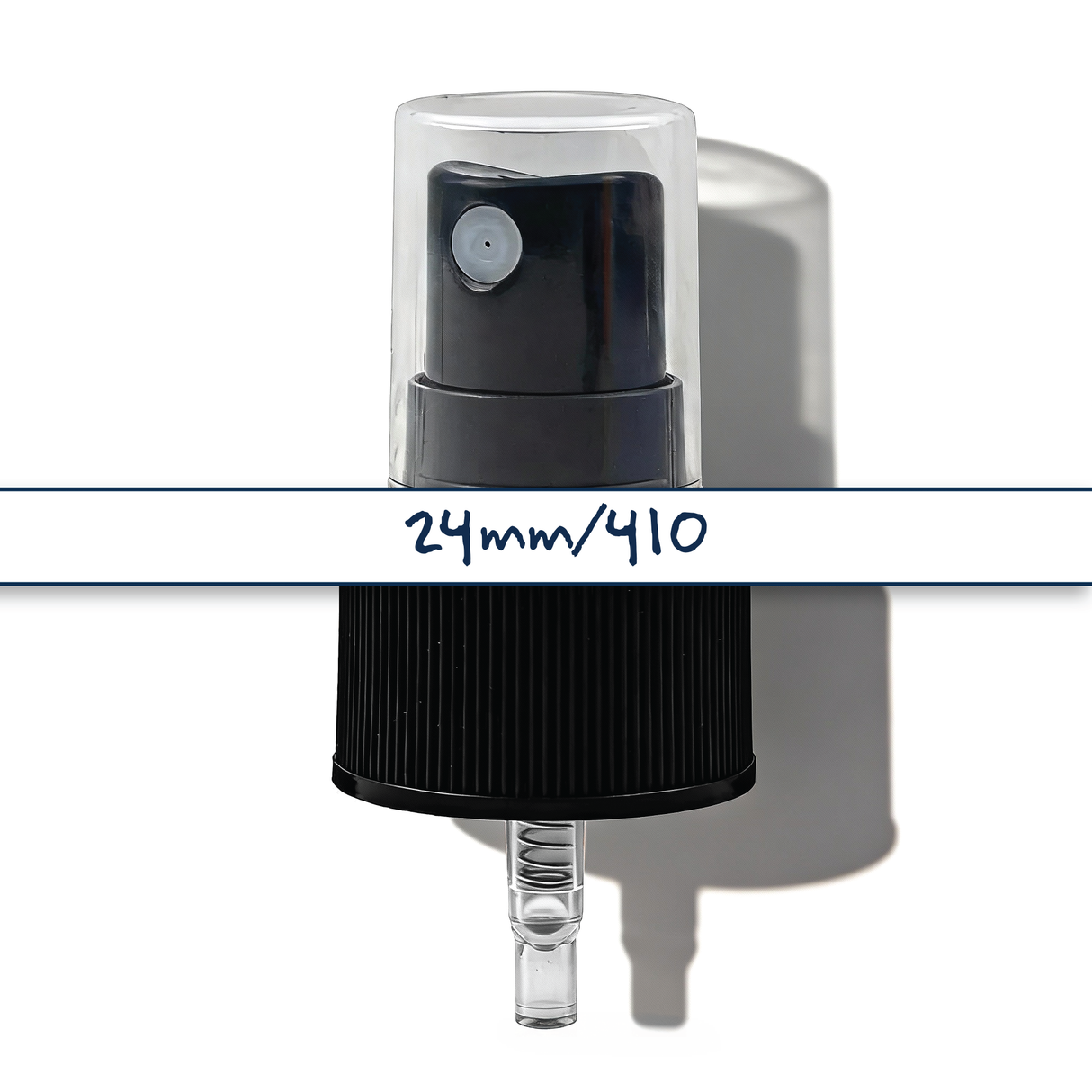 Black 24 mm mist spray closure for cosmetic bottles, suitable for facial mists, perfumes, toners and liquid personal care packaging