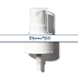 White 24 mm mist spray closure for cosmetic bottles, suitable for facial mists, perfumes, toners and liquid personal care packaging