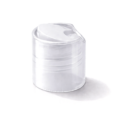 Natural 24mm disc top cap for plastic bottles, ideal for cosmetics, haircare and personal care packaging