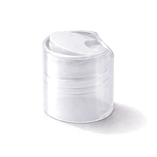 Natural 24mm disc top cap for plastic bottles, ideal for cosmetics, haircare and personal care packaging