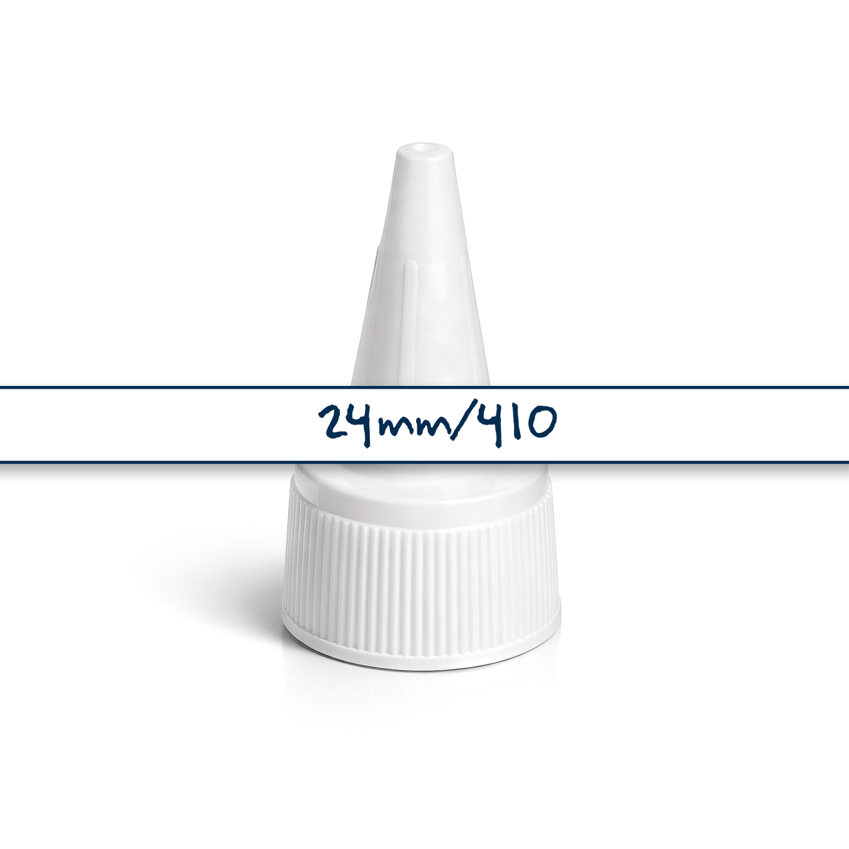 24 mm white spout cap for plastic bottles and pouches, ideal for dispensing liquid cosmetic and personal care products
