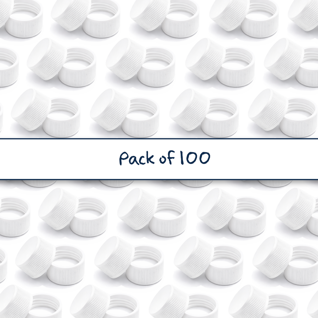 White 24mm standard caps with EPE liner for plastic bottles, suitable for cosmetic, personal care and liquid packaging