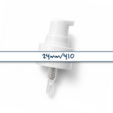 24mm white serum pump for cosmetic bottles, ideal for dispensing skincare serums, treatments and liquid beauty products