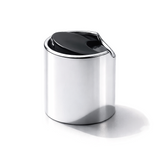 Silver collar 24mm disc top cap for plastic bottles, ideal for cosmetics, haircare and personal care packaging