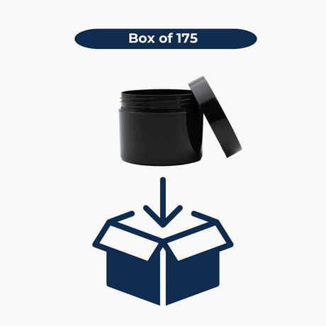 250 g Cosmetic Jar with Lid (85 mm neck) - Black with Black Lid