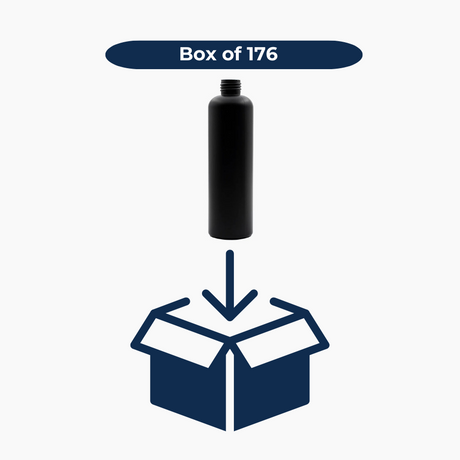 250 ml HDPE Boston Tall Bottle (24 mm neck) - No Closure - Black