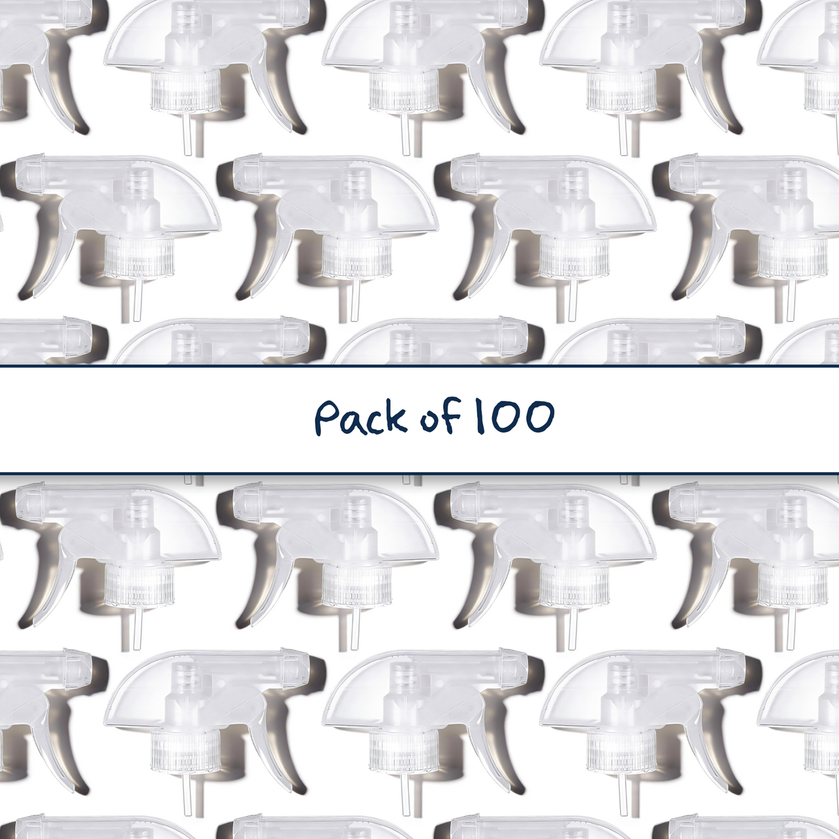 Multiple clear 28 mm trigger spray closure for plastic bottles, ideal for dispensing cleaners, sanitisers, hair products and liquid personal care formulations