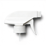 White 28 mm trigger spray closure for plastic bottles, ideal for dispensing cleaners, sanitisers, hair products and liquid personal care formulations