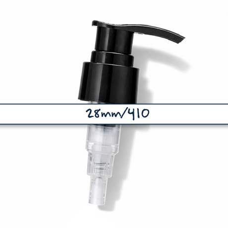 28 mm black lotion and soap pump for cosmetic bottles, ideal for handwash, lotions and liquid personal care products