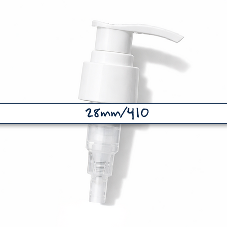 28 mm white lotion and soap pump for cosmetic bottles, ideal for handwash, lotions and liquid personal care products