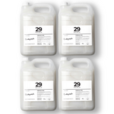 Pack of four 5 L jerry cans of Brightpack bodywash for bulk personal care production.