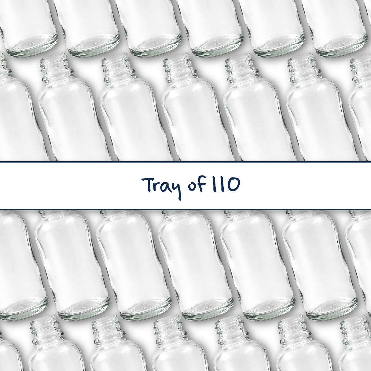 Collection of clear 30ml glass dropper bottles, empty cosmetic packaging for serums, oils and skincare formulations