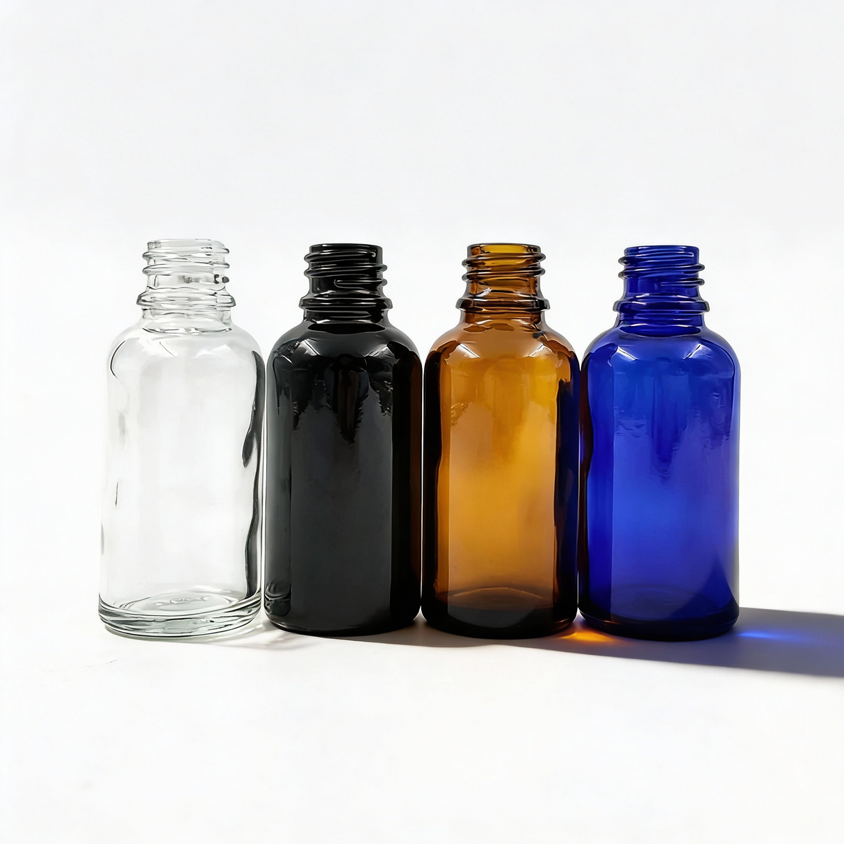 Collection of 30ml glass dropper bottle, empty cosmetic packaging for serums, oils and skincare formulations