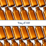 Collection of amber 30ml glass dropper bottles, empty cosmetic packaging for serums, oils and skincare formulations