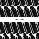 Collection of black 30ml glass dropper bottles, empty cosmetic packaging for serums, oils and skincare formulations