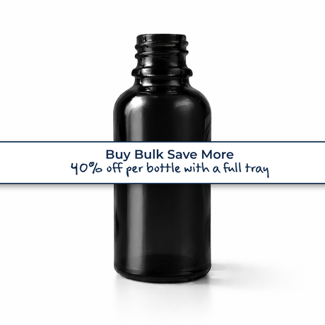 Buy bulk save more, black 30ml glass dropper bottle, empty cosmetic packaging for serums, oils and skincare formulations