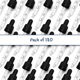 Black glass pipette droppers for cosmetic bottles, ideal for precise dispensing of serums, oils and skincare liquids ideal for 30ml bottles