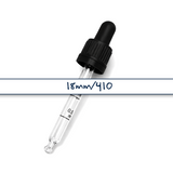Black glass pipette dropper for cosmetic bottles, ideal for precise dispensing of serums, oils and skincare liquids ideal for 30ml bottles