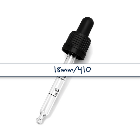 Black glass pipette dropper for cosmetic bottles, ideal for precise dispensing of serums, oils and skincare liquids ideal for 30ml bottles