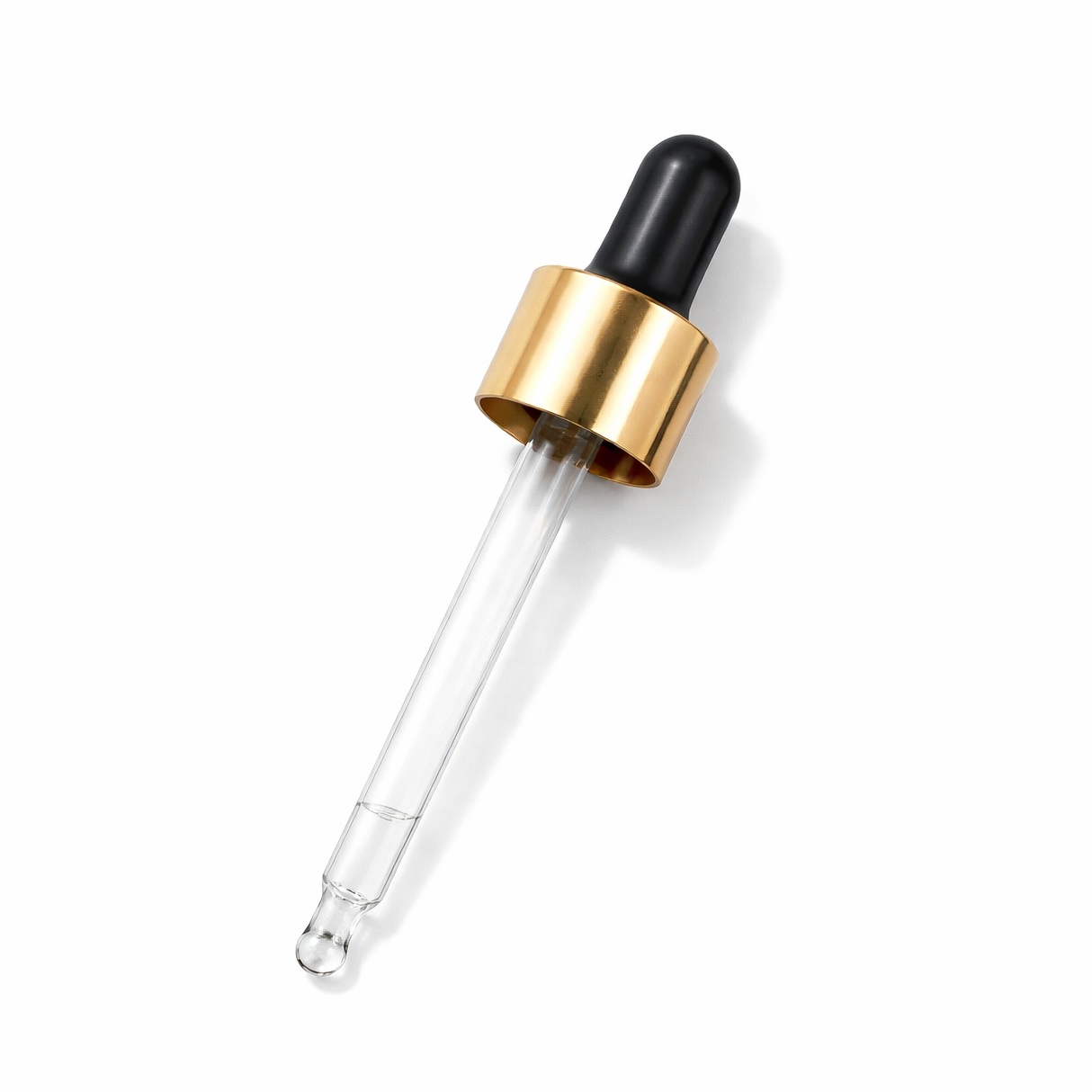 Black & gold glass pipette dropper for cosmetic bottles, ideal for precise dispensing of serums, oils and skincare liquids ideal for 30ml bottles