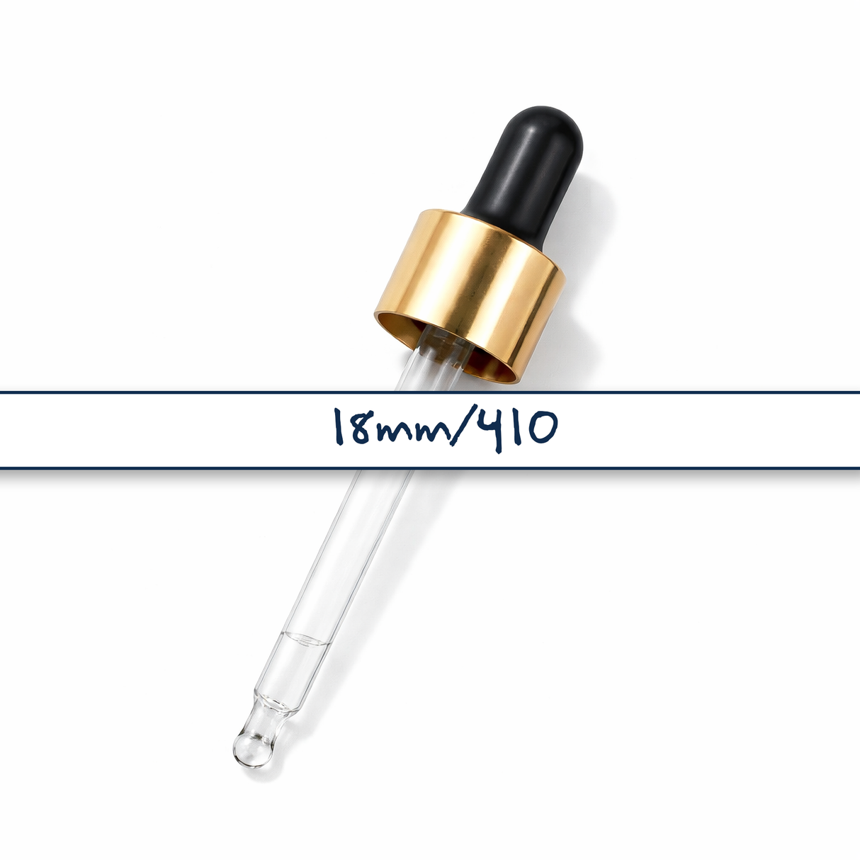 Black & gold glass pipette dropper for cosmetic bottles, ideal for precise dispensing of serums, oils and skincare liquids ideal for 30ml bottles