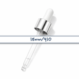 Silver & White glass pipette dropper for cosmetic bottles, ideal for precise dispensing of serums, oils and skincare liquids ideal for 30ml bottles