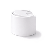 47 mm white disc top cap closure for plastic bottles, ideal for cosmetics, personal care, shampoos and liquid products
