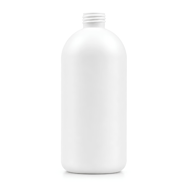 500ml White HDPE Boston Bottle 24/410 mm, is a versatile and durable packaging solution, perfect for a variety of liquids such as lotions, shampoos, and household cleaning products.