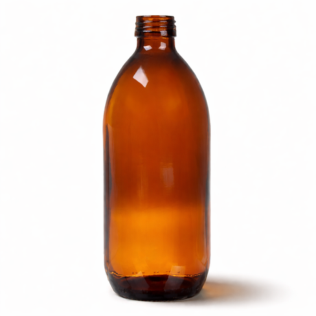 Amber 500ml glass bottle, empty cosmetic packaging for serums, oils and skincare formulations