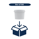 Box of white plastic buckets with lids – 500ml size