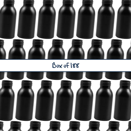 The 50ml Black HDPE Boston Tall Bottle 24/410 mm, is a compact and stylish packaging option designed for a variety of liquids, including essential oils, serums, and personal care products.