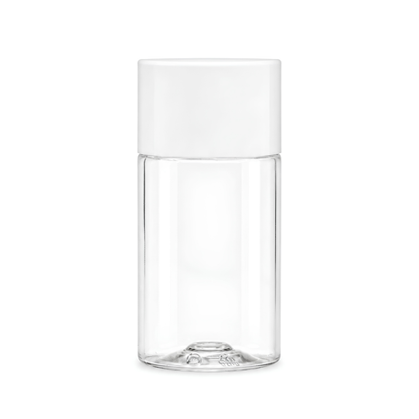 This is a 50ml Clear PET Sharp Cylindrical Bottle with 20/415 neck size; Comes complete with a lid and inner dropper plug.