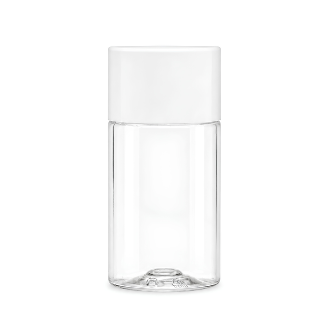 This is a 50ml Clear PET Sharp Cylindrical Bottle with 20/415 neck size; Comes complete with a lid and inner dropper plug.