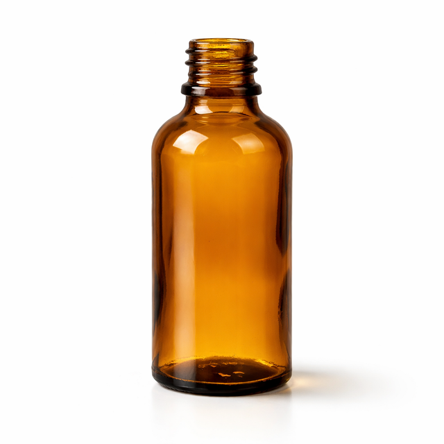Amber 50ml glass dropper bottle, empty cosmetic packaging for serums, oils and skincare formulations