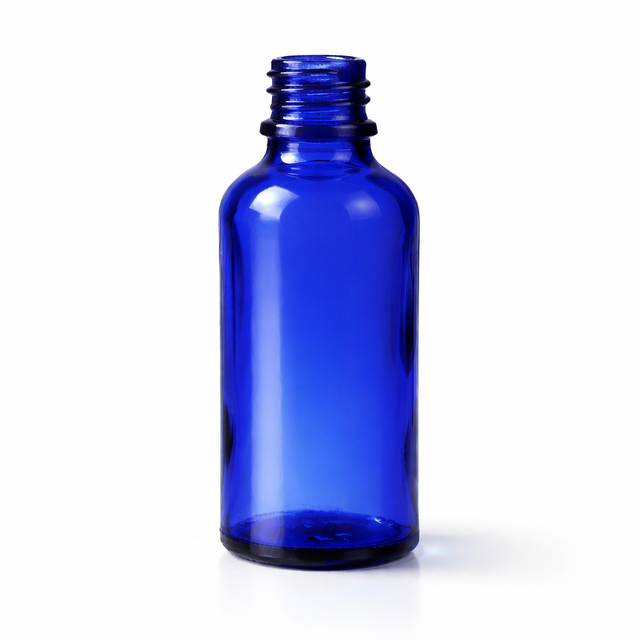 Blue 50ml glass dropper bottle, empty cosmetic packaging for serums, oils and skincare formulations