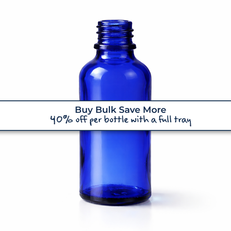 Buy bulk save more, blue 50ml glass dropper bottle, empty cosmetic packaging for serums, oils and skincare formulations