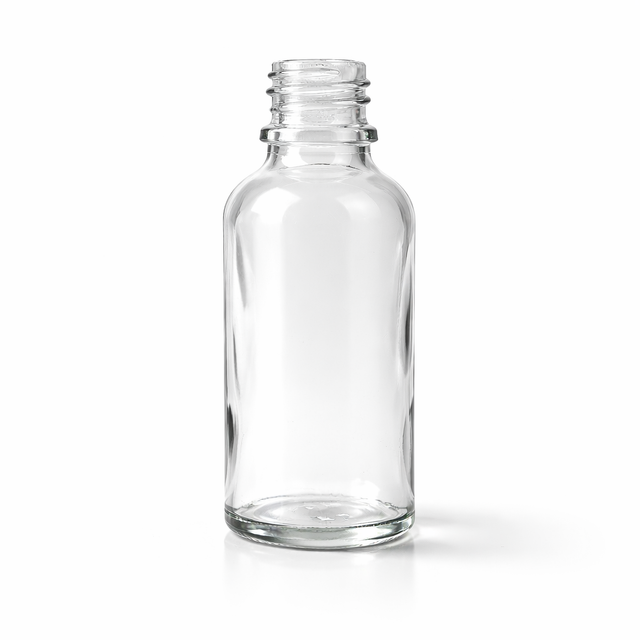 Clear 50ml glass dropper bottle, empty cosmetic packaging for serums, oils and skincare formulations