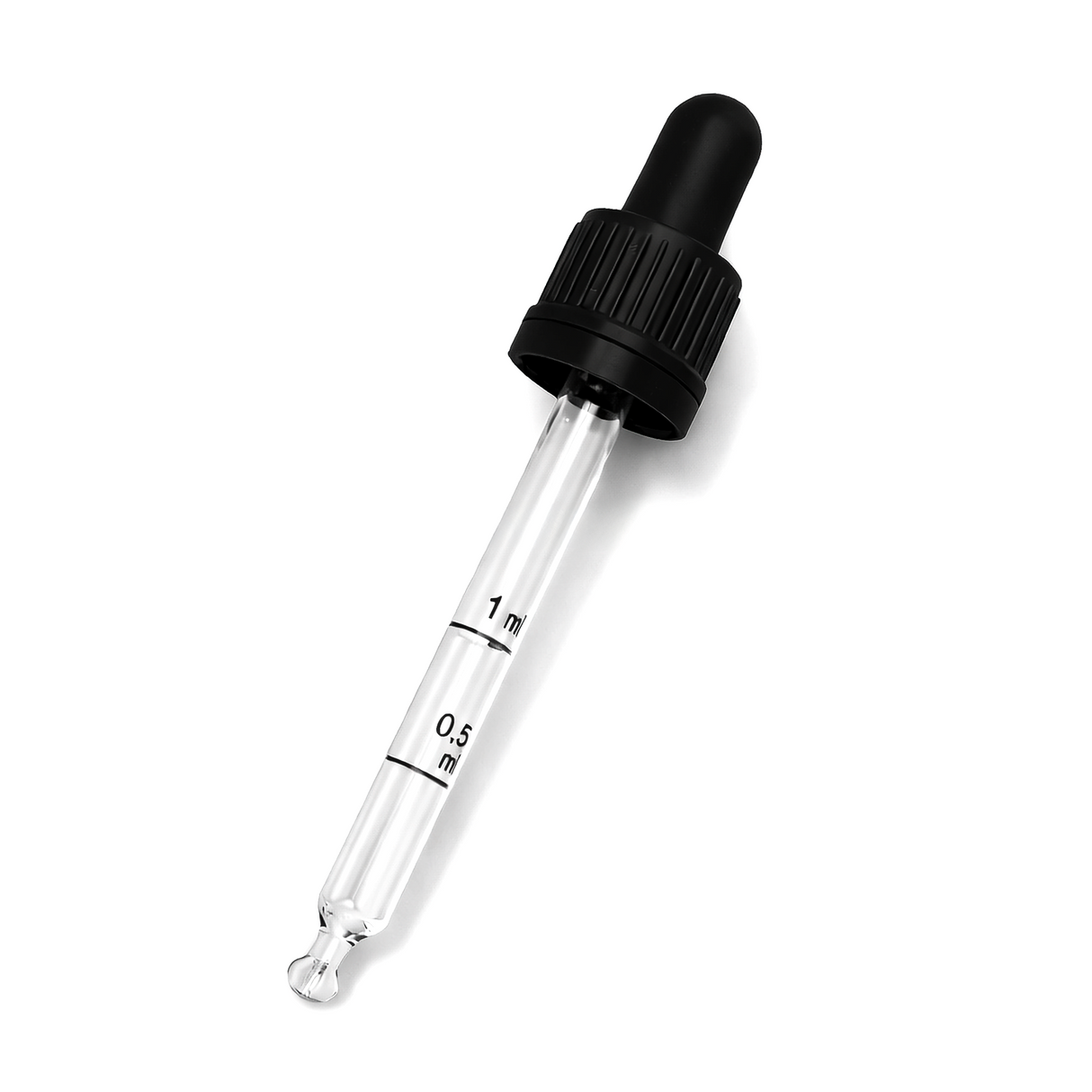Black glass pipette dropper for cosmetic bottles, ideal for precise dispensing of serums, oils and skincare liquids ideal for 50ml bottles