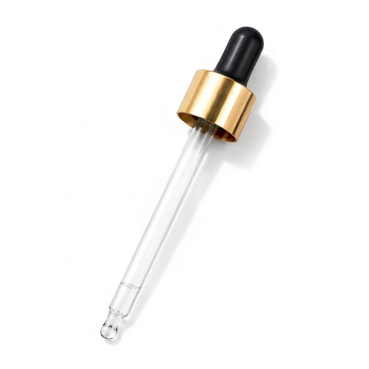 Black & gold glass pipette dropper for cosmetic bottles, ideal for precise dispensing of serums, oils and skincare liquids ideal for 50ml bottles