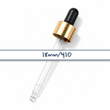 Black & gold glass pipette dropper for cosmetic bottles, ideal for precise dispensing of serums, oils and skincare liquids ideal for 50ml bottles