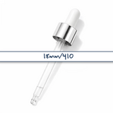 Silver & White glass pipette dropper for cosmetic bottles, ideal for precise dispensing of serums, oils and skincare liquids ideal for 50ml bottles