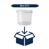 Clear 5L bucket with a box icon and 'Box of 11' text on a white background