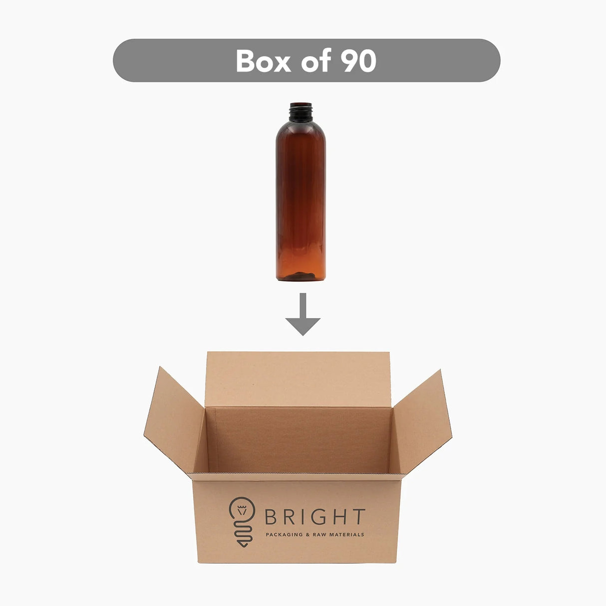 500ml PET Boston Tall Bottle (24mm neck) - No Closure - Amber